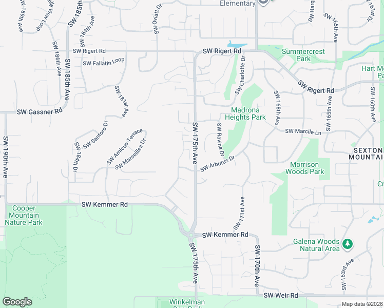 map of restaurants, bars, coffee shops, grocery stores, and more near 8840 Serenity Terrace in Beaverton