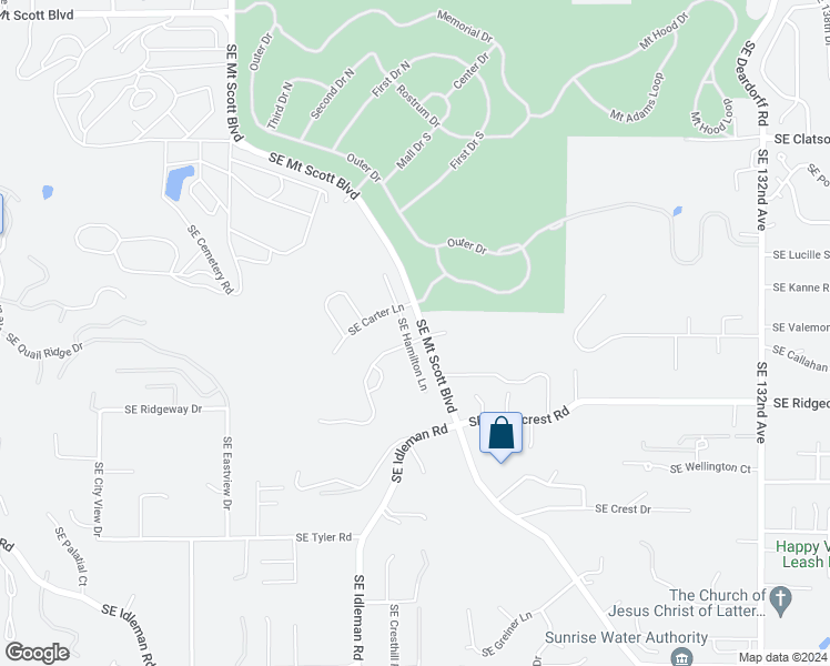 map of restaurants, bars, coffee shops, grocery stores, and more near 9298 Southeast Hamilton Lane in Happy Valley