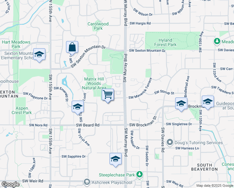 map of restaurants, bars, coffee shops, grocery stores, and more near 8800 Southwest 147th Terrace in Beaverton