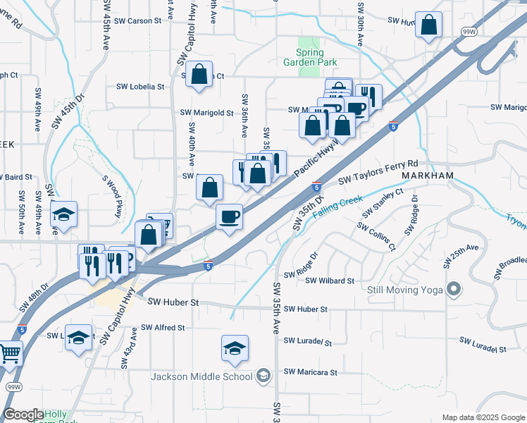 map of restaurants, bars, coffee shops, grocery stores, and more near in Portland
