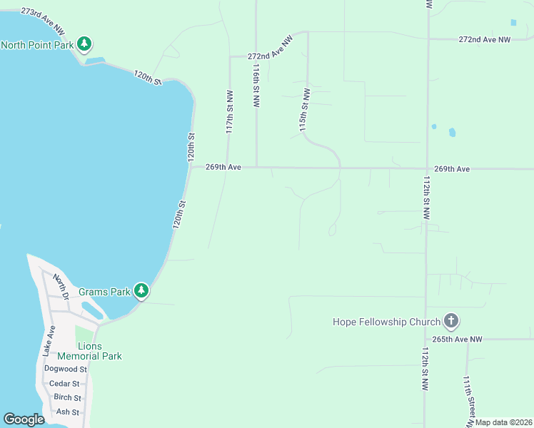 map of restaurants, bars, coffee shops, grocery stores, and more near 26756 115th Street Northwest in Zimmerman