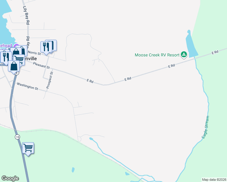 map of restaurants, bars, coffee shops, grocery stores, and more near 1 East Road in Greenville