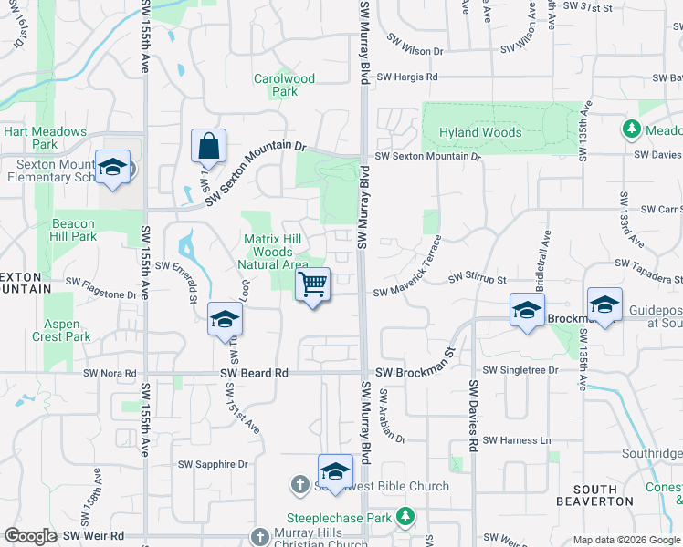 map of restaurants, bars, coffee shops, grocery stores, and more near 8800 Southwest 147th Terrace in Beaverton