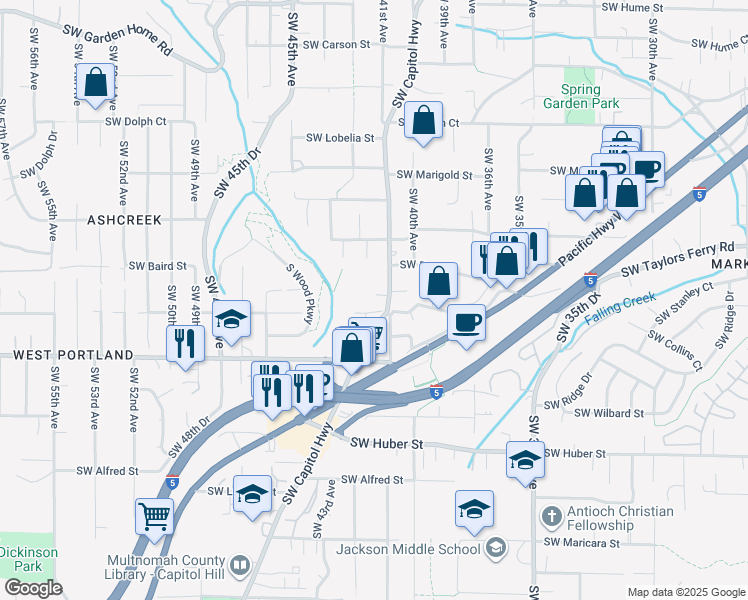 map of restaurants, bars, coffee shops, grocery stores, and more near in Portland