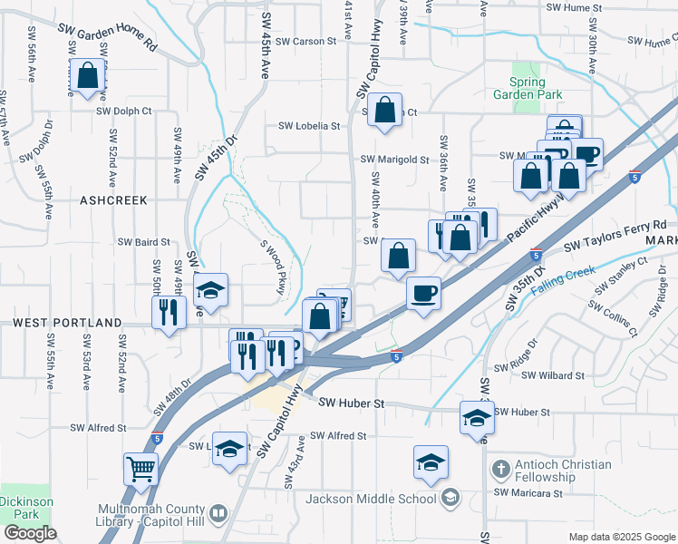 map of restaurants, bars, coffee shops, grocery stores, and more near in Portland