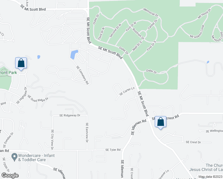 map of restaurants, bars, coffee shops, grocery stores, and more near 9279 Southeast Grace Circle in Happy Valley