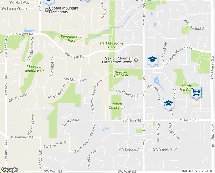 map of restaurants, bars, coffee shops, grocery stores, and more near 8754 Southwest Wakkila Terrace in Beaverton