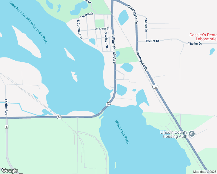 map of restaurants, bars, coffee shops, grocery stores, and more near 1234 South Tomahawk Avenue in Tomahawk