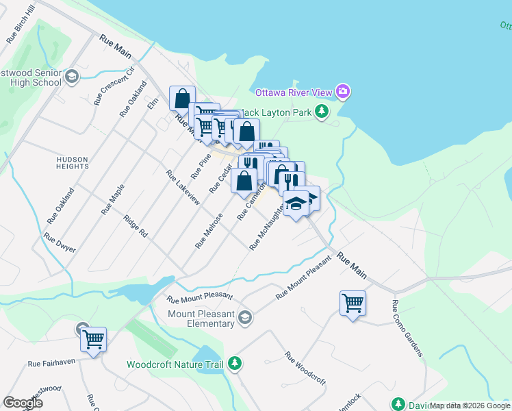 map of restaurants, bars, coffee shops, grocery stores, and more near 426 Rue Saint-Jean in Hudson