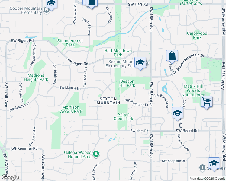 map of restaurants, bars, coffee shops, grocery stores, and more near 8712 Southwest Wakkila Terrace in Beaverton