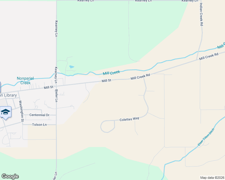 map of restaurants, bars, coffee shops, grocery stores, and more near 518 Mill Street in Sheridan
