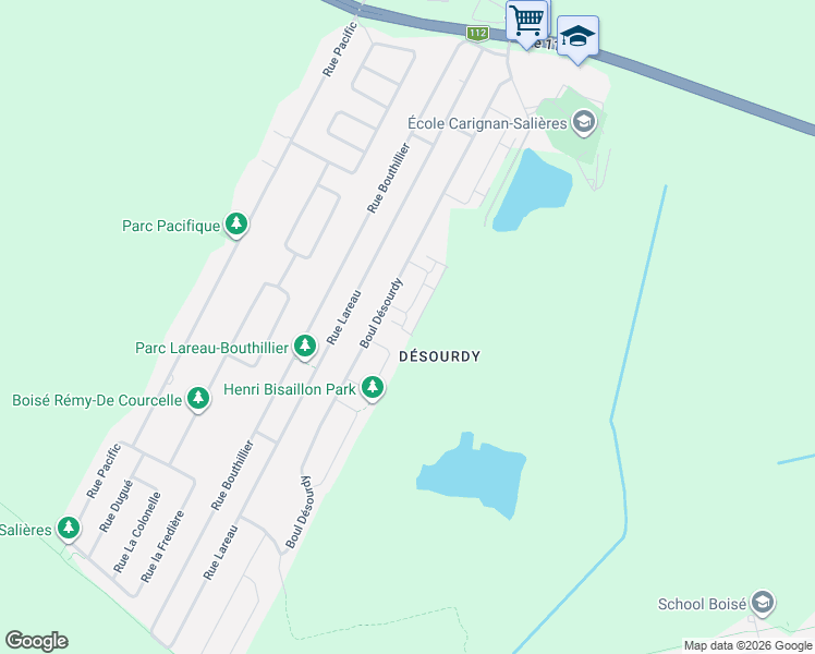 map of restaurants, bars, coffee shops, grocery stores, and more near 3617 Rue du Granit in Carignan