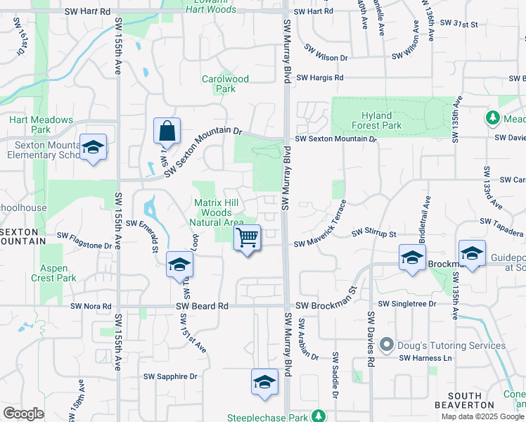 map of restaurants, bars, coffee shops, grocery stores, and more near 8600 Southwest 147th Terrace in Beaverton