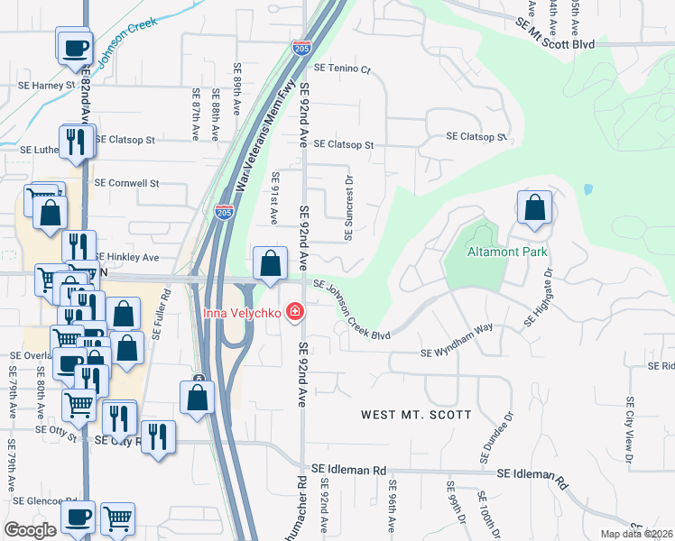 map of restaurants, bars, coffee shops, grocery stores, and more near 9313 Southeast Emmert View Court in Happy Valley