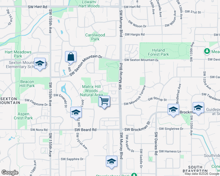 map of restaurants, bars, coffee shops, grocery stores, and more near 8600 Southwest 147th Terrace in Beaverton