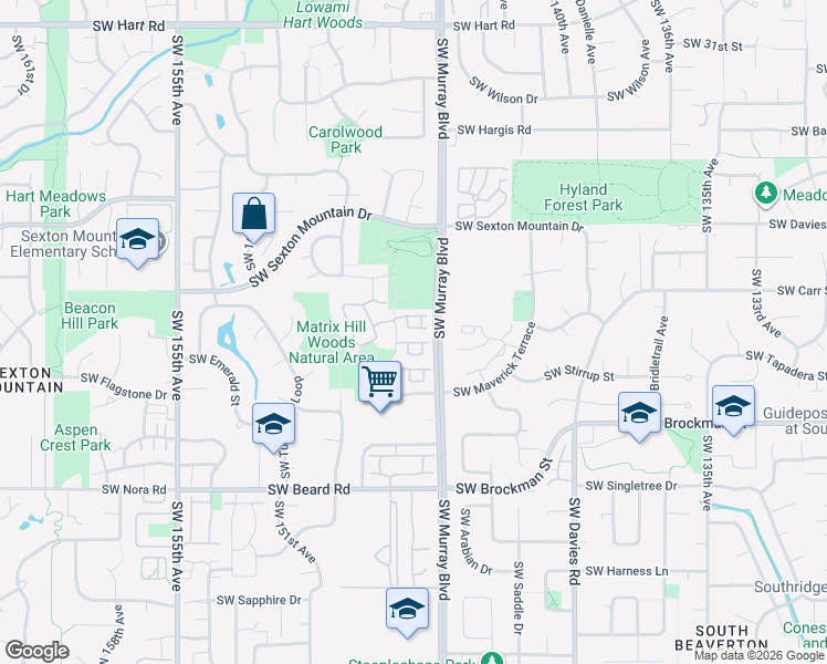 map of restaurants, bars, coffee shops, grocery stores, and more near 8570 Southwest 147th Terrace in Beaverton