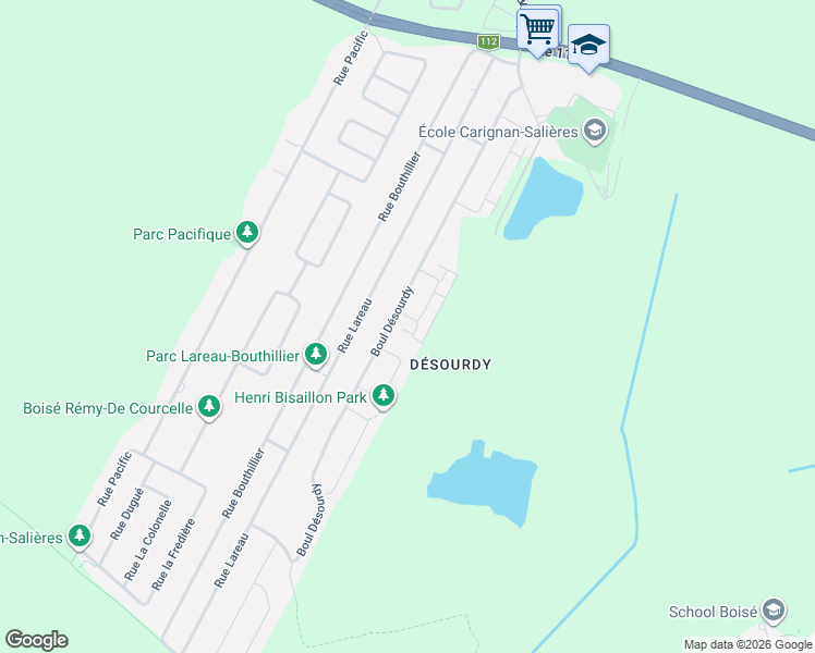 map of restaurants, bars, coffee shops, grocery stores, and more near 3657 Rue du Granit in Carignan