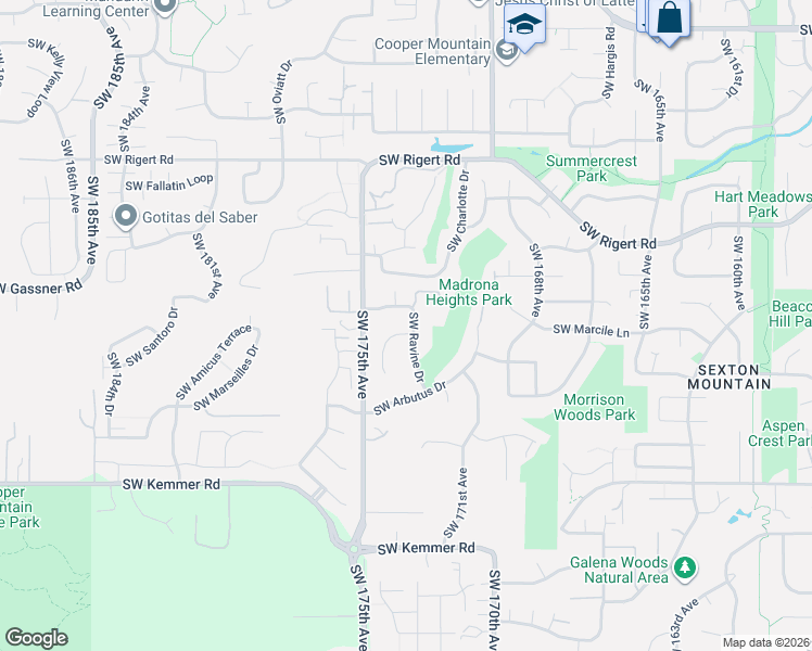 map of restaurants, bars, coffee shops, grocery stores, and more near 8707 Southwest Firview Place in Beaverton