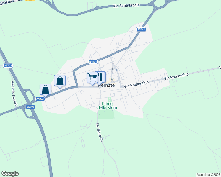 map of restaurants, bars, coffee shops, grocery stores, and more near 15 Via Ludovico Sforza in Pernate
