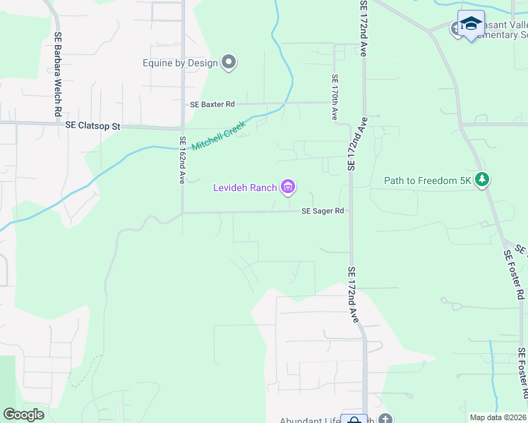 map of restaurants, bars, coffee shops, grocery stores, and more near 16662 Southeast Sager Road in Happy Valley