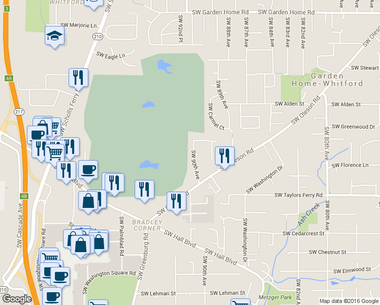 map of restaurants, bars, coffee shops, grocery stores, and more near 8635 Southwest 90th Avenue in Portland