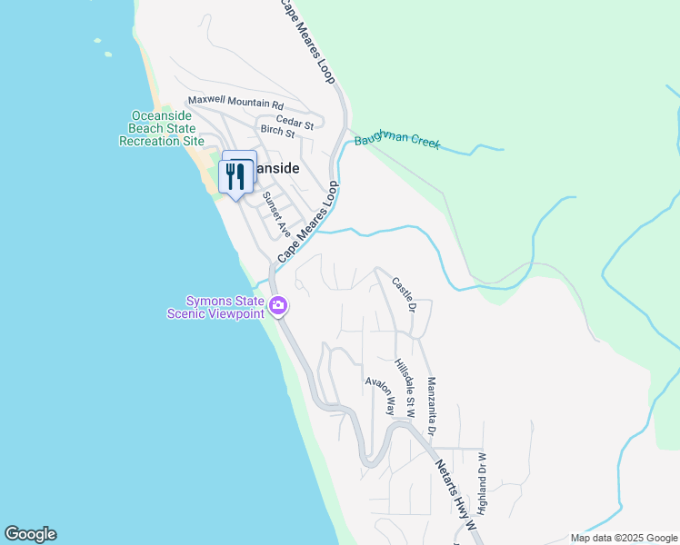 map of restaurants, bars, coffee shops, grocery stores, and more near 1065 Arthurs Court in Tillamook