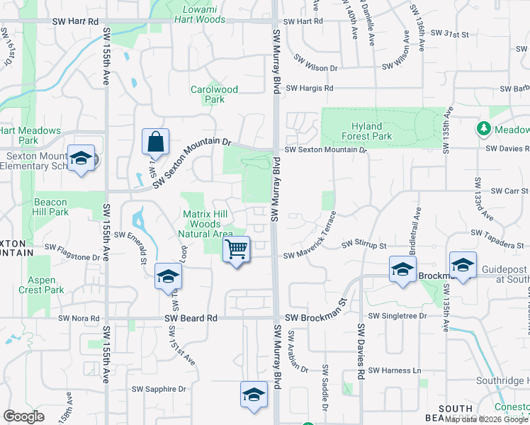 map of restaurants, bars, coffee shops, grocery stores, and more near 8695 Southwest Maverick Terrace in Beaverton