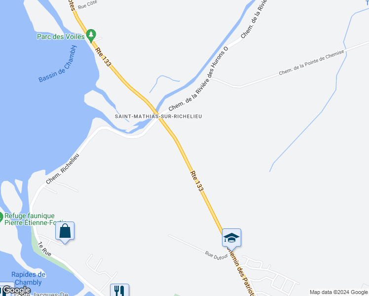 map of restaurants, bars, coffee shops, grocery stores, and more near 114 Chemin des Patriotes in Rouville Regional County Municipality