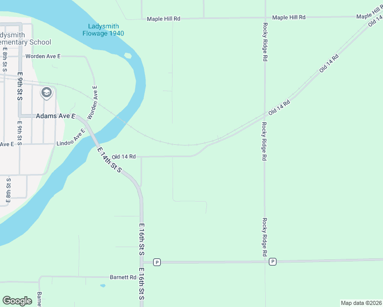 map of restaurants, bars, coffee shops, grocery stores, and more near W7824 Old 14 Road in Ladysmith