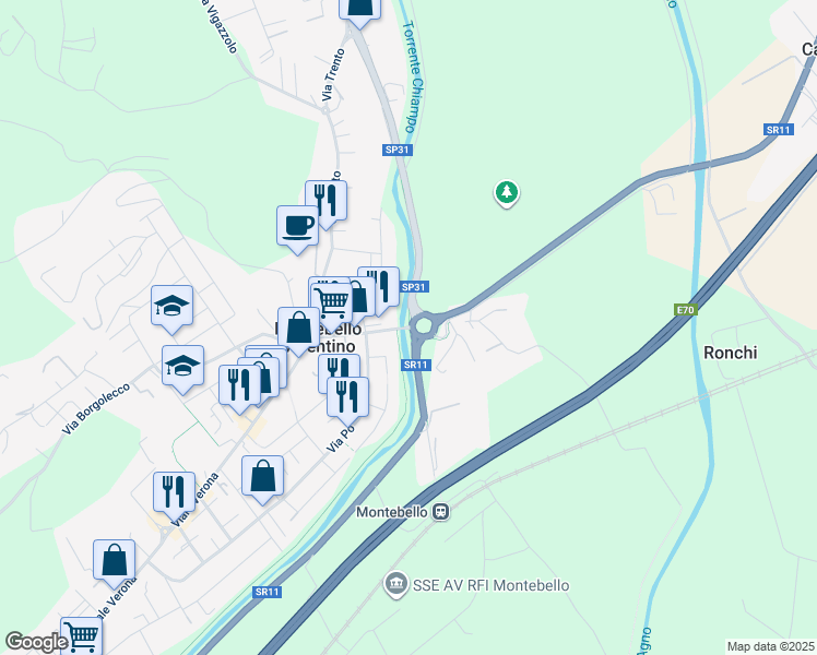 map of restaurants, bars, coffee shops, grocery stores, and more near 52 Via XXIV Maggio in Provincia di Vicenza