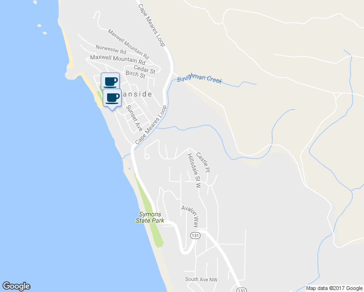 map of restaurants, bars, coffee shops, grocery stores, and more near 1075 Mordred Court in Tillamook