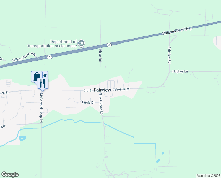 map of restaurants, bars, coffee shops, grocery stores, and more near 7120 Fairview Road in Tillamook