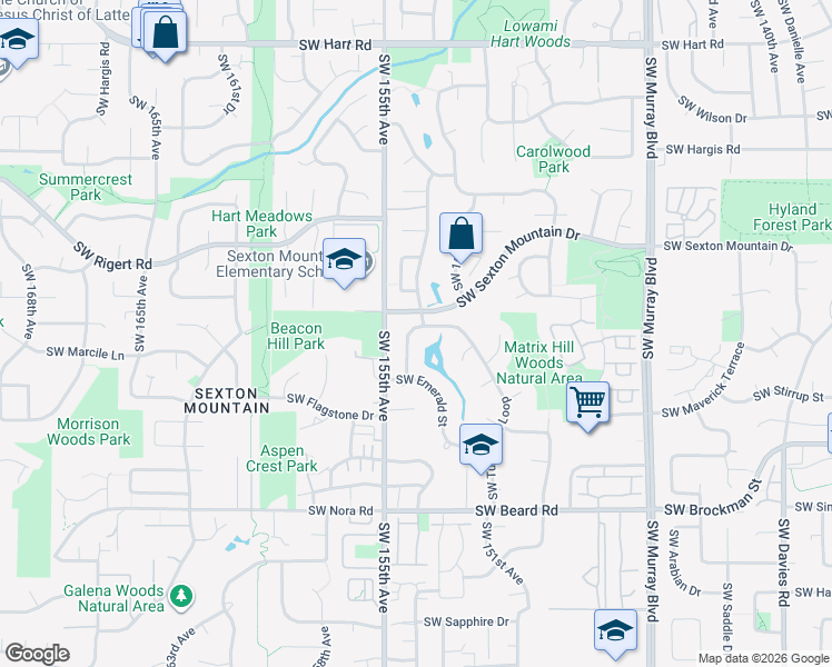 map of restaurants, bars, coffee shops, grocery stores, and more near 8565 Southwest Turquoise Loop in Beaverton