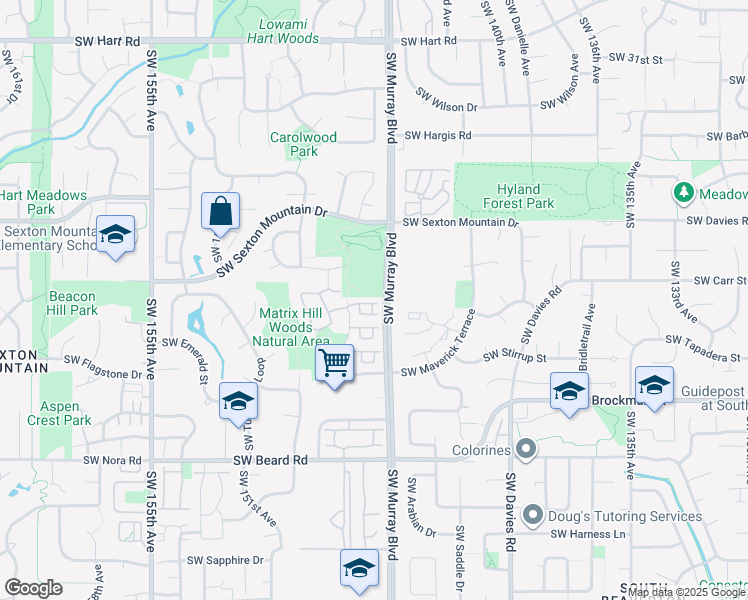 map of restaurants, bars, coffee shops, grocery stores, and more near 8600 Southwest 147th Terrace in Beaverton