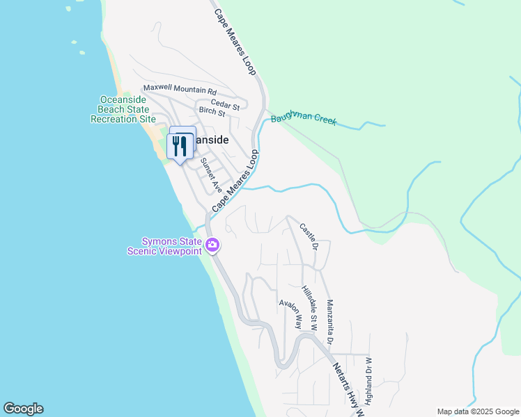 map of restaurants, bars, coffee shops, grocery stores, and more near 1065 Arthurs Road in Tillamook