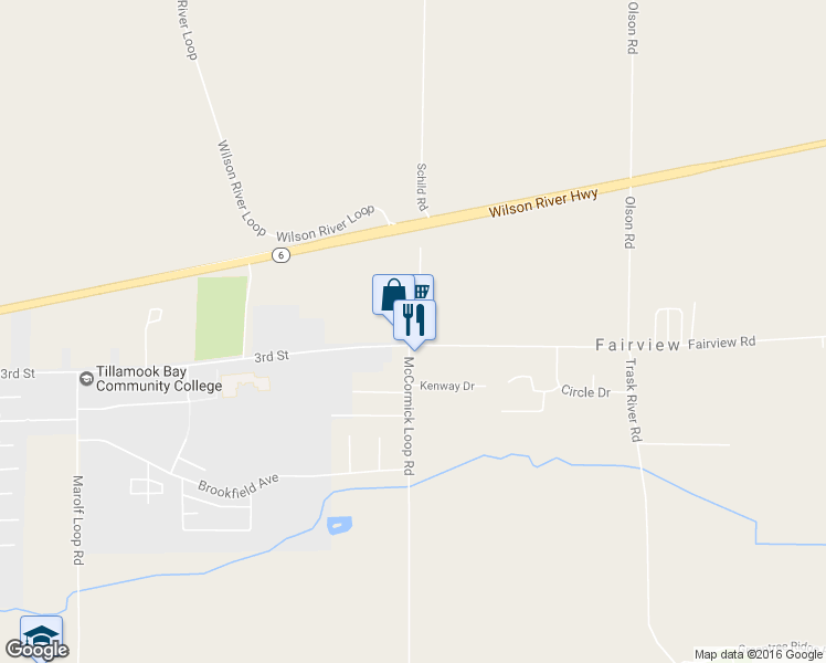 map of restaurants, bars, coffee shops, grocery stores, and more near 5112 3rd St in Tillamook