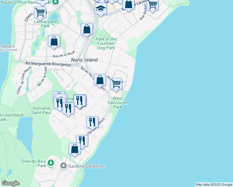 map of restaurants, bars, coffee shops, grocery stores, and more near 201 Rue Corot in Montréal