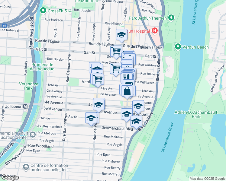 map of restaurants, bars, coffee shops, grocery stores, and more near in Montreal