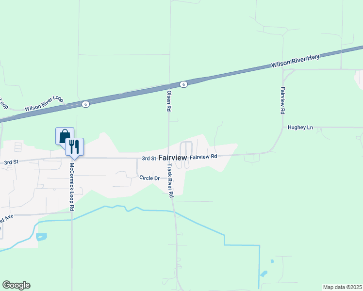 map of restaurants, bars, coffee shops, grocery stores, and more near 195 Olsen Road in Tillamook