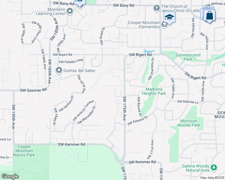 map of restaurants, bars, coffee shops, grocery stores, and more near 8427 Southwest 175th Avenue in Aloha