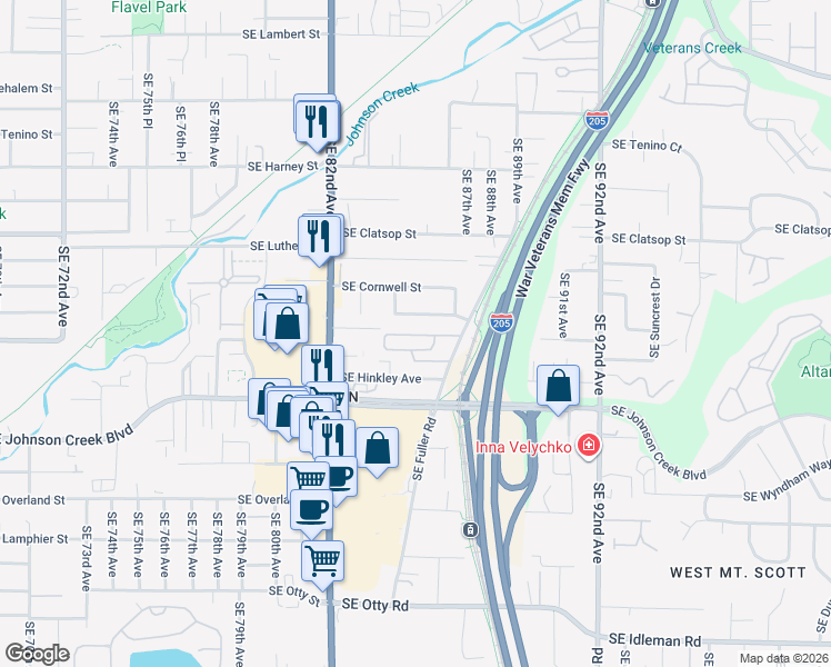 map of restaurants, bars, coffee shops, grocery stores, and more near 8516 Southeast Garden Lane in Happy Valley