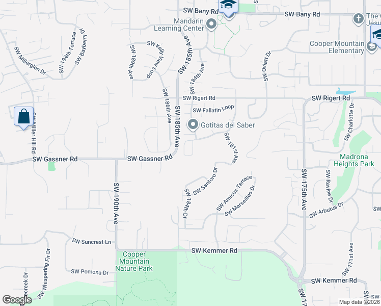map of restaurants, bars, coffee shops, grocery stores, and more near 8411 Southwest 184th Loop in Beaverton