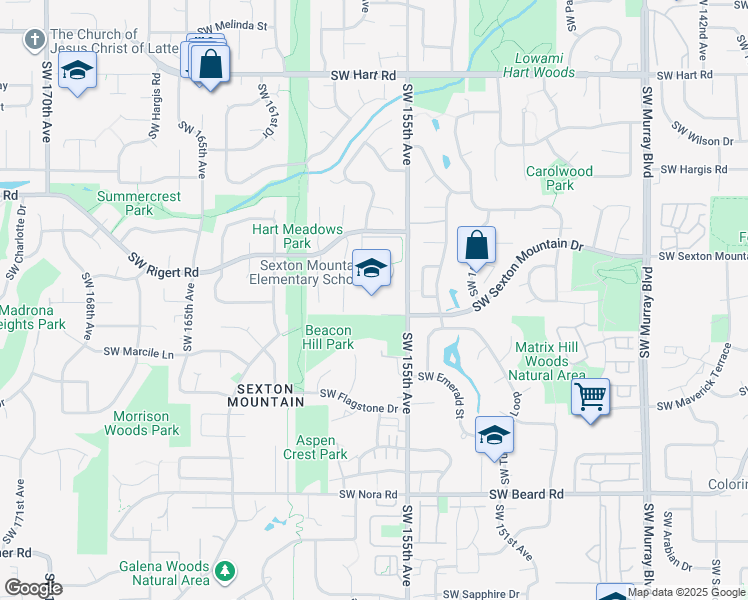 map of restaurants, bars, coffee shops, grocery stores, and more near 15645 Southwest Sexton Mountain Drive in Beaverton