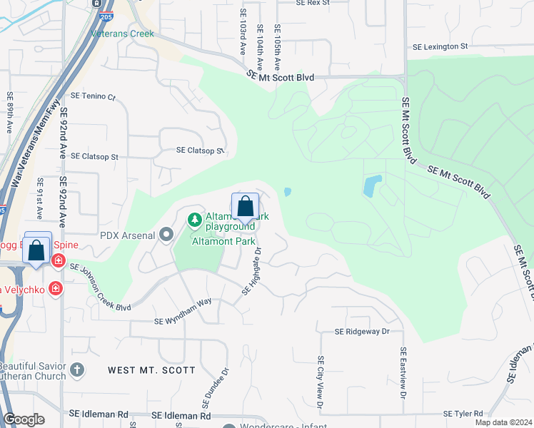 map of restaurants, bars, coffee shops, grocery stores, and more near 8569 Southeast Bristol Park Drive in Happy Valley