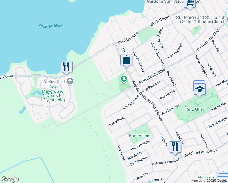 map of restaurants, bars, coffee shops, grocery stores, and more near 4800 Rue Paul-Pouliot in Montréal