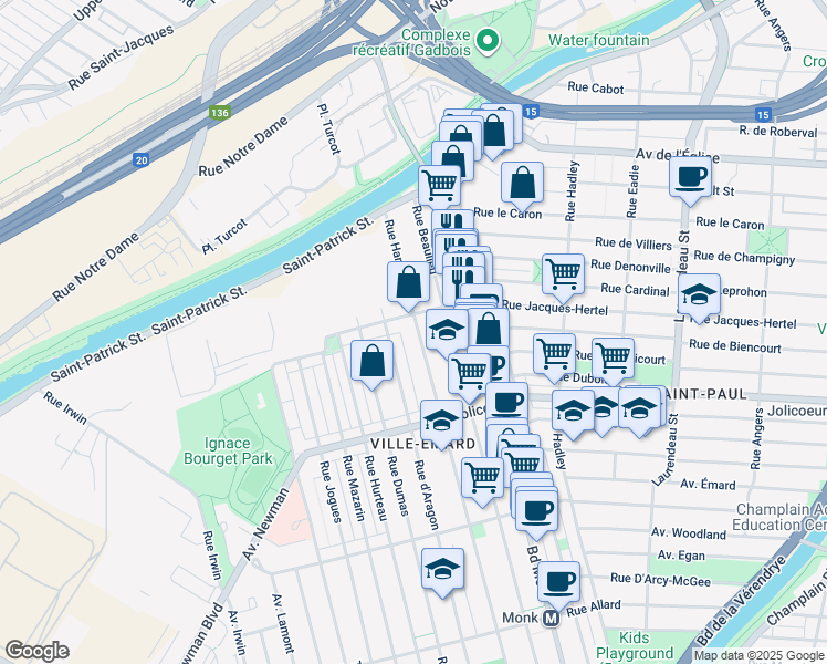 map of restaurants, bars, coffee shops, grocery stores, and more near 5941 Rue Hamilton in Montréal