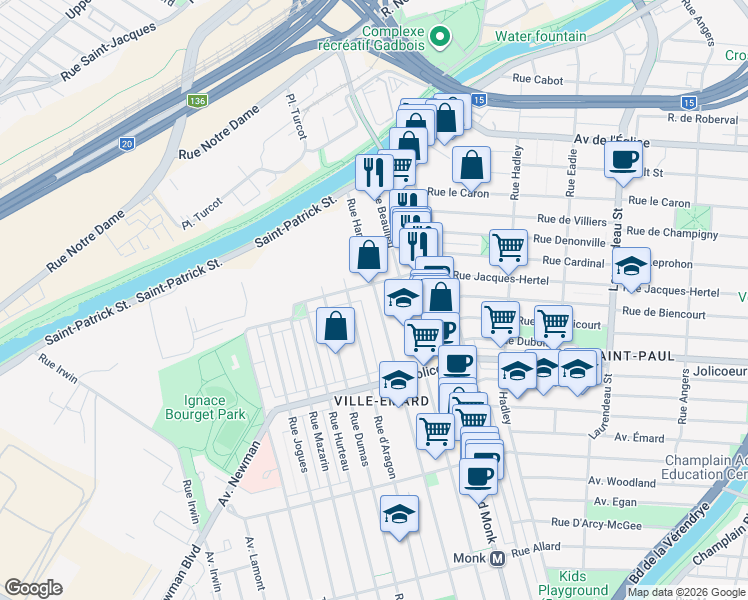 map of restaurants, bars, coffee shops, grocery stores, and more near 5941 Rue Hamilton in Montréal