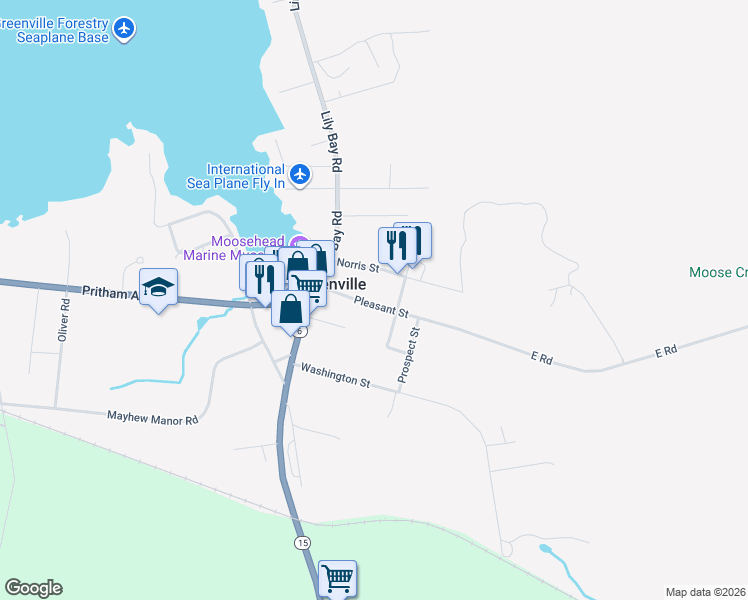 map of restaurants, bars, coffee shops, grocery stores, and more near 30 Pleasant Street in Greenville