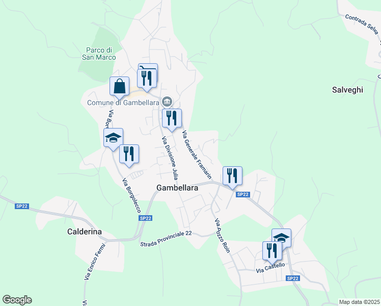 map of restaurants, bars, coffee shops, grocery stores, and more near 8 Via Generale Framarin in Gambellara