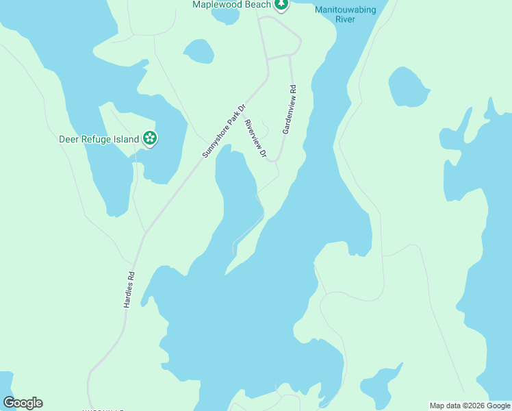 map of restaurants, bars, coffee shops, grocery stores, and more near 17 Riverview Drive in Parry Sound